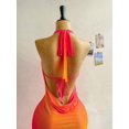 thumbnail image 5 of Pink Gradient Halter Deep V-Neck Maxi Dress With Ornamental Belt And Floral Accent For Beach Resort Summer, 5 of 8