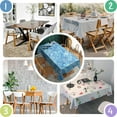 thumbnail image 4 of Blue White Tie Dye Swirl Pattern Rectangle Tablecloth 60"x84",Waterproof Polyester Rectangle Table Cloth, Wipeable Spillproof Polyester Tablecloth for Dining, Camping, Indoor and Outdoor, 4 of 5