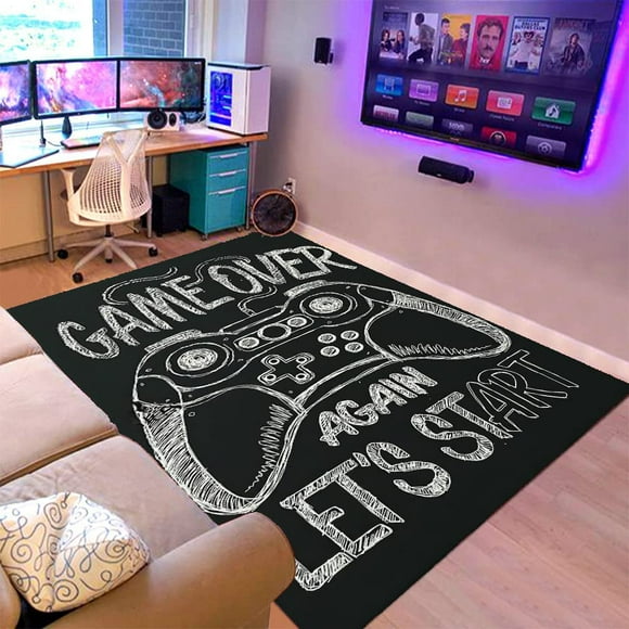 Teens Anime Large Game Area Rugs 3D Gamer Carpet Decor Game Printed Living Room Mat Bedroom Controller Player Boys Gifts Home Non-Slip Crystal Floor Mat Game Rugs 100*150cm