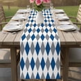 thumbnail image 4 of Blue Grey Plaid Table Runner 48 Inches, Modern Geometric Minimalist Checkered Bed Runner Dresser Scarves Tabletop for Indoor Outdoor Parties/Ceremony/Banquet, 13" x 48", 4 of 9