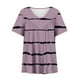 thumbnail image 4 of Qucoqpe - Blusa de talla grande para mujer, estilo informal, con estampado de rayas, cuello en V, manga corta, fruncida, para verano, en liquidación, 4 of 5