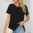 thumbnail image 6 of YYDGH Women's Cowl Neck Short Sleeve T Shirt Wrap Front Slit Casual Blouse Summer Solid Color Tops Black XXL, 6 of 7