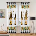 thumbnail image 2 of Kitchen Curtains 84 Inch Length 2 Panels, Spring Bee Gnomes Grommets Window Treatment Curtain, Sunflowers Black Checkered Thermal Curtains Drapes for Living Room/Bathroom, 2 of 9