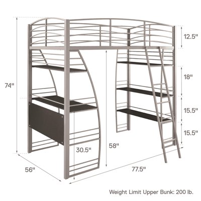 Buy Dhp Studio Twin Loft Bed With Integrated Desk And Shelves Silver Online In Indonesia 40498309 Dhp Studio Twin Loft Bed With Integrated Desk And Shelves