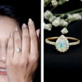 thumbnail image 3 of Rosec Jewels Real Ethiopian Opal Pear Shaped Engagement Ring with Halo - 0.7 Carat - Opal Diamond Ring for Women - AAA Quality, 10K Yellow Gold, US 12.50, 3 of 9