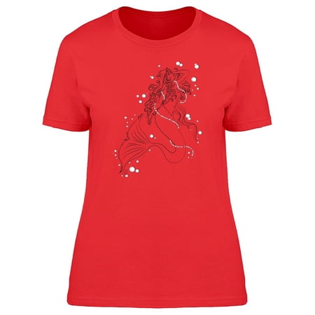 Smartprints Womens Graphic Tee - Lovely Mermaid With Pearls - Regular Fit 100% Cotton