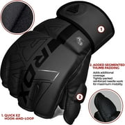 RDX MMA Boxing Gloves Grappling Sparring, Pre-Curved Martial Arts Mitts, Ventilated Palm, Maya Hide Leather KARA, Black, Large