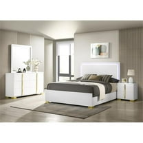 Coaster Company 4-Piece Contemporary Wood Full Bedroom Set, White/Gold