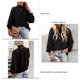 thumbnail image 5 of Blusa de mujer Cuello alto Linterna Mangas largas Color puro Moda Mujer Blusa de ajuste casual Negro S, 5 of 6