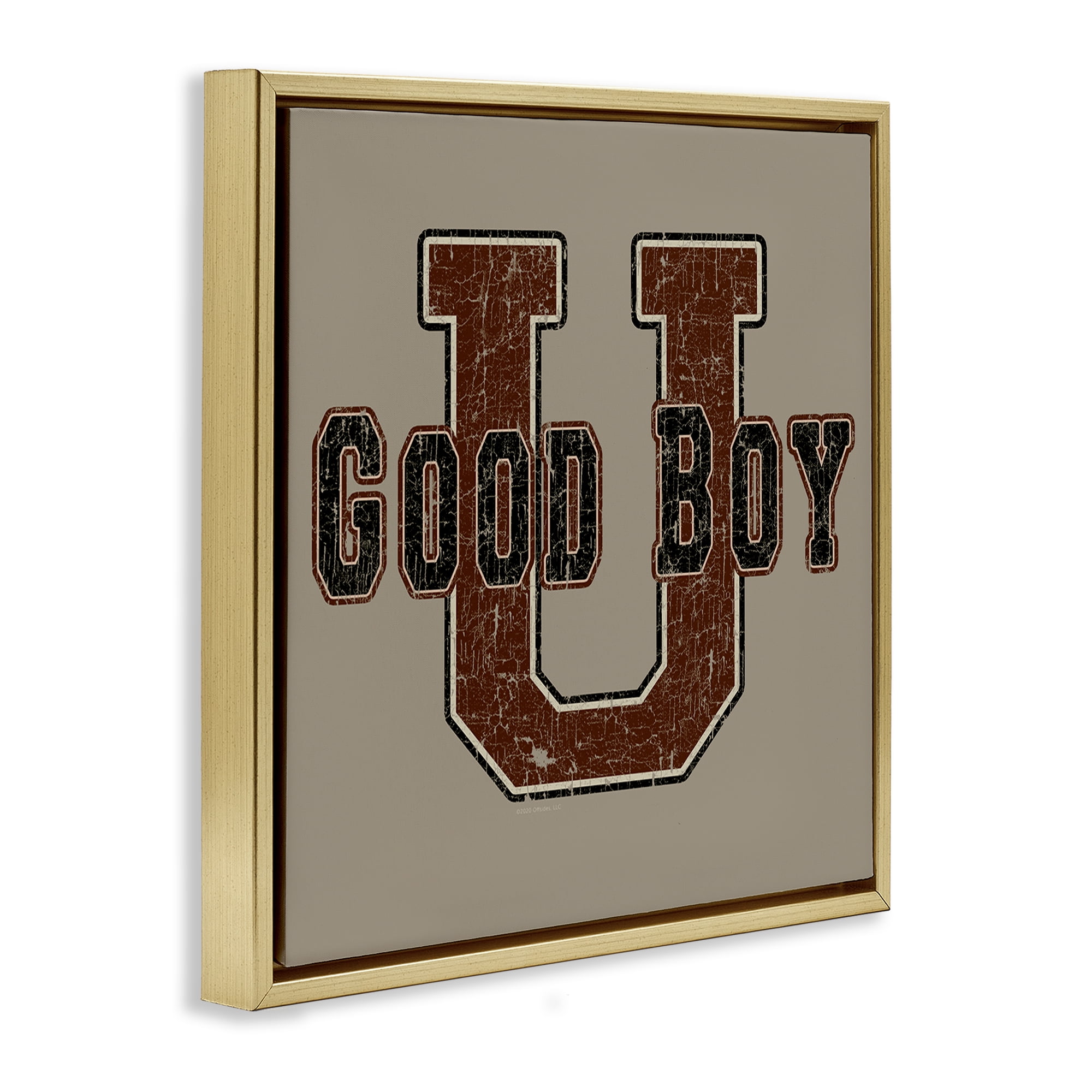 Stupell Industries Good Boy U Vintage Novelty & Humor Painting Gold Floater Framed Canvas Art Print Wall Art, 25 x 25