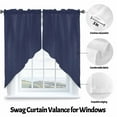 thumbnail image 3 of Dark Blue Swag Valances for Windows 2 Pack Solid Color Swag Kitchen Curtains 36 Inches Long Rod Pocket Short Window Treatment for Kitchen Bathroom 28"x36", 3 of 8
