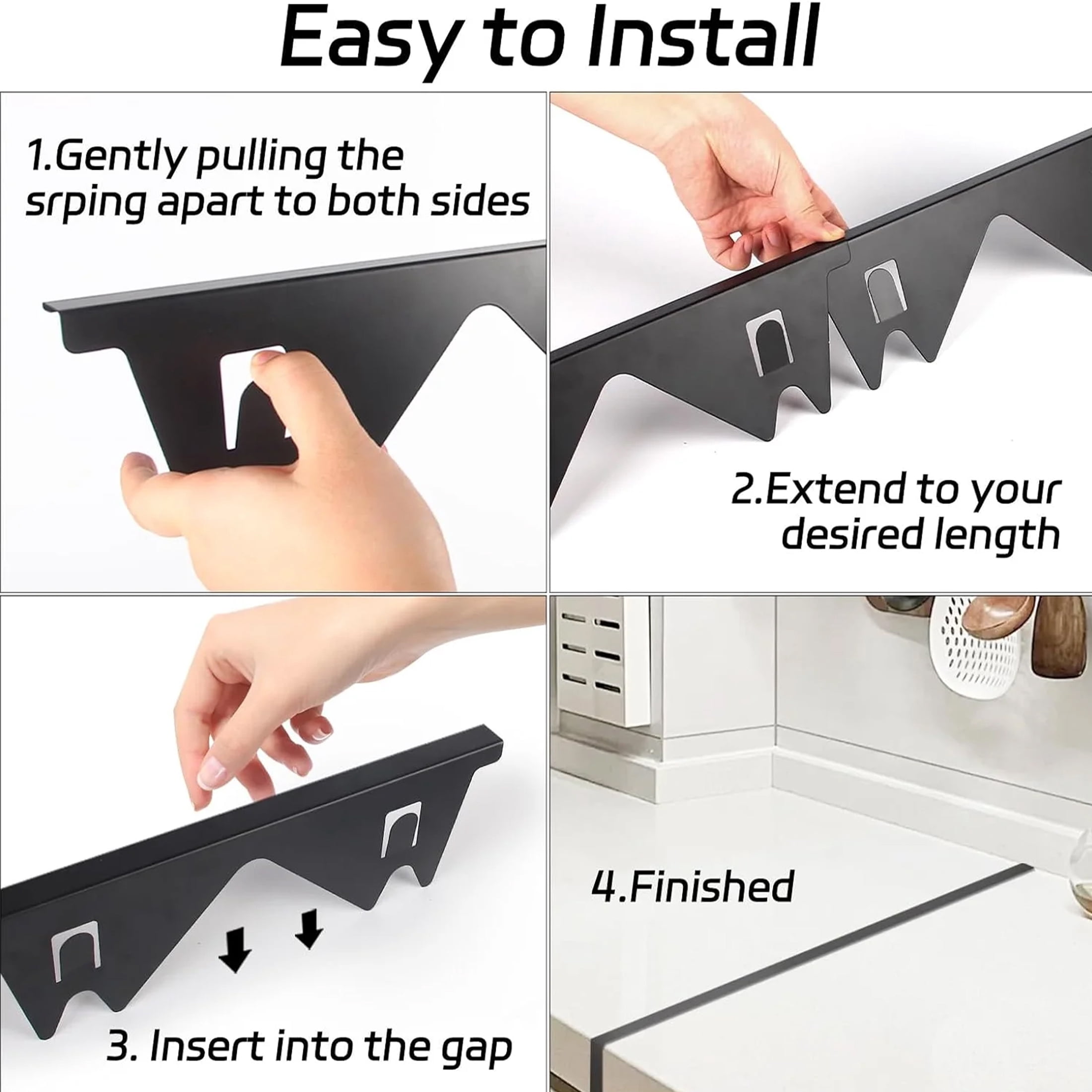 MOTMAX 2Pcs Stainless Steel Stove Gap Covers, Stove Gap Filler for Kitchen, Adjustable Length 13.8" to 27.5"