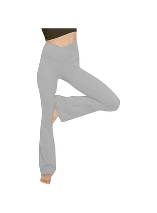 HBFAGFB Women Casual Pants Ribbed Seamless Flare Leggings Bootcut High  Waist Yoga Pants Dark Gray Size L