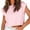 Pink, variant on YHAJDS Summer Tops Blouses Solid Color Roll Sleeve Batwing Crop Top Round Neck Casual Tee