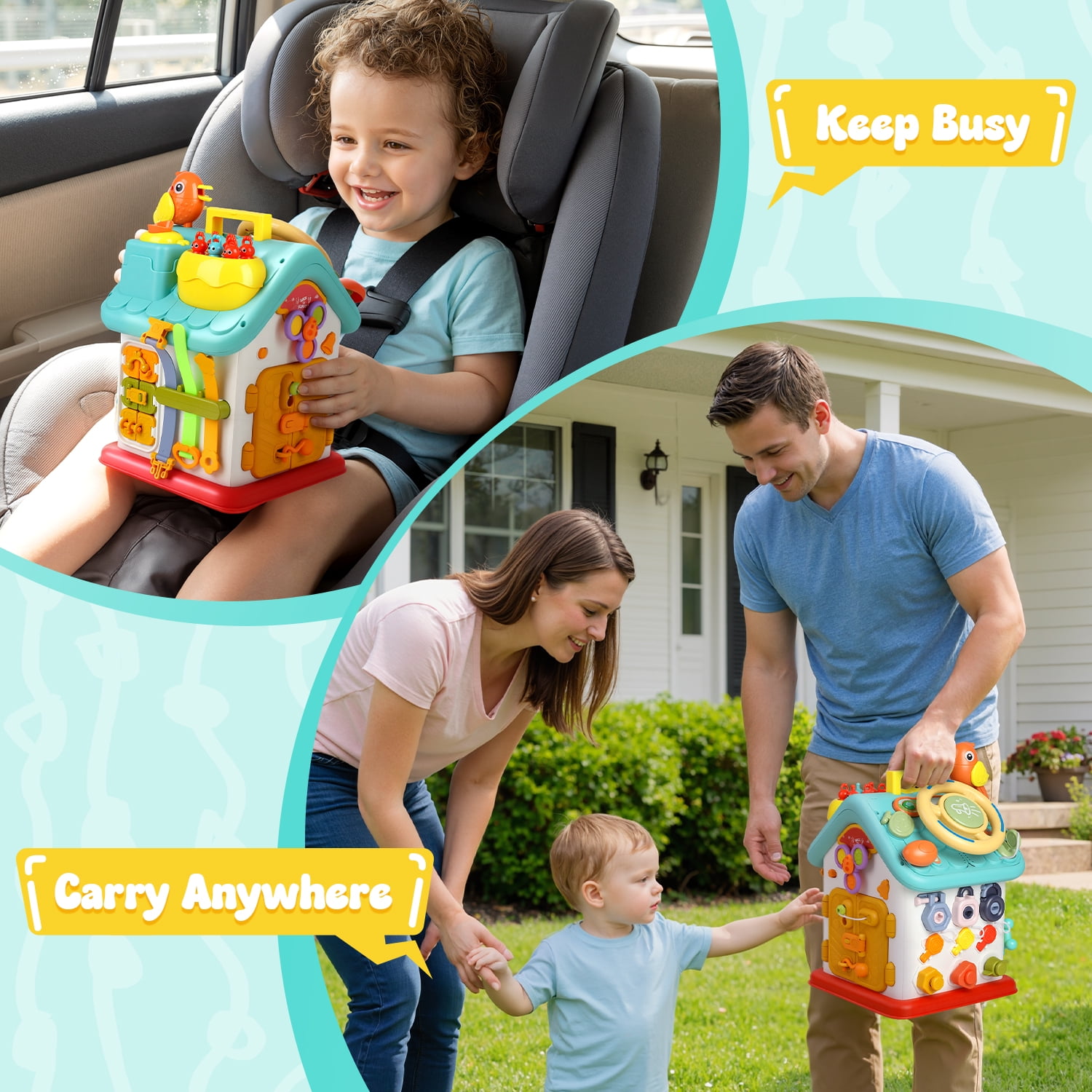Beefunni Montessori Toddler Toys for 1 Year Old – Musical Learning House, Educational Baby Toys for Boys & Girls, Early Learning Activity Cube, Sensory Toys for Toddlers Ages 6–36 Months