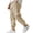 Khaki, variant on Men's Textured Jogger Pants, Elastic-Drawstring Waist with Roomy Silhouette for Beachside Vacations Gray S
