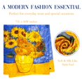 thumbnail image 2 of Wrapables Silk Like Satin Polyester Large Scarf Wrap, Sunflowers Blue-Gold, 2 of 6