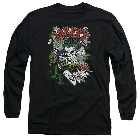 Batman Jokers Wild Long Sleeve Adult 18/1 T-Shirt Black