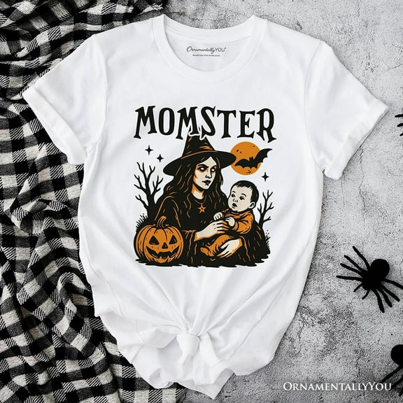 Momster T-Shirt for Spooky Season, Witchy Halloween Tee for Moms