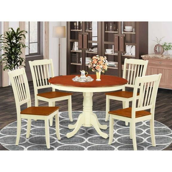 East West Furniture Dining Room Set Buttermilk & Cherry, HLDA5-BMK-W