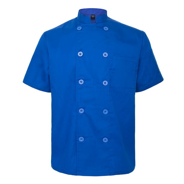 TopTie Unisex Short Sleeve Chef Coat Jacket, Royal Blue