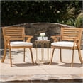 thumbnail image 3 of JERFIT 2-Piece Outdoor Dining Chairs Set with Cushions, Acacia Wood Armchairs for Patio Garden Poolside, Teak Finish & Cream Waterproof Fabric, 3 of 10