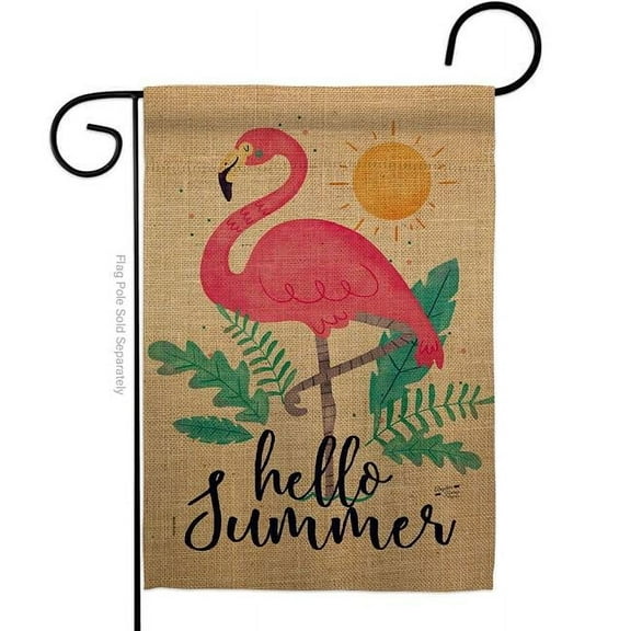 Angeleno Heritage G135231-BO Summer Flamingo Summertime Tropical 13 x 18.5 in. Double-Sided Decorative Vertical Garden Flags for House Decoration Banner Yard Gift