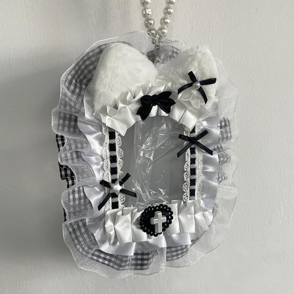 Kawaii Lace Photocard Holder Card Case for Students K-Pop Fans Photos Protective Cover Cute Lace Bow ID Badge Holder
