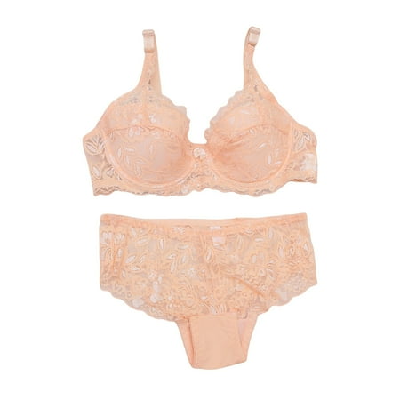 Rigardu Hot Sale!! Bra and Underwear Sets for Women Push Up 2025 New Women s Underwire Lace Bras Pu Sh Up Bra and Bikini Pan Ties Sets Beige 34