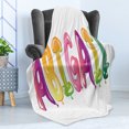 thumbnail image 4 of Abigail Soft Flannel Fleece Throw Blanket, Colorful Feminine Name Alphabet with Historical Roots Cartoon Lettering, Cozy Plush for Indoor and Outdoor Use, 60" x 80", Multicolor, by Ambesonne, 4 of 5