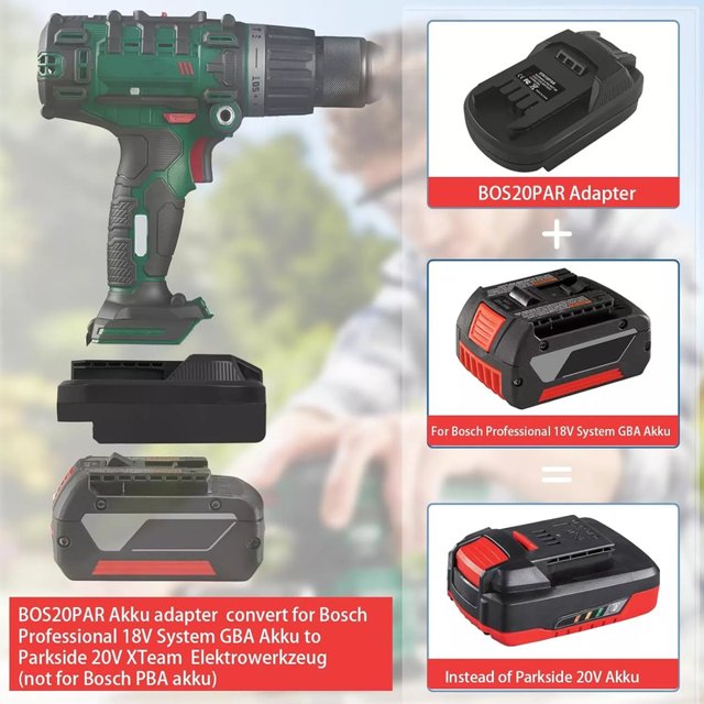 Para Bos*ch Adaptador Convertidor de Batería Li-ion de 18V para Bos*ch Convertir a para Park*side Herramientas Eléctricas Inalámbricas de 20V