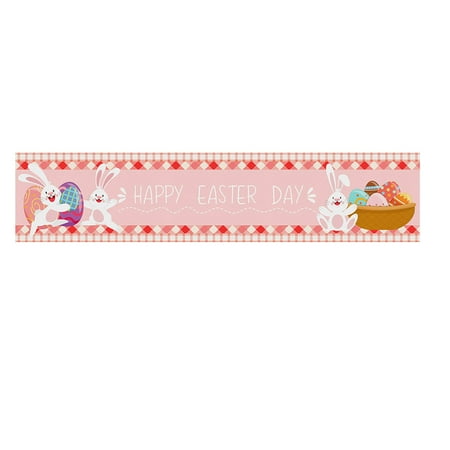 

Easter Table Flag Holiday Bunny Egg Little Printed Vintage Easter Linen Tablecloth Easter Home Decorations