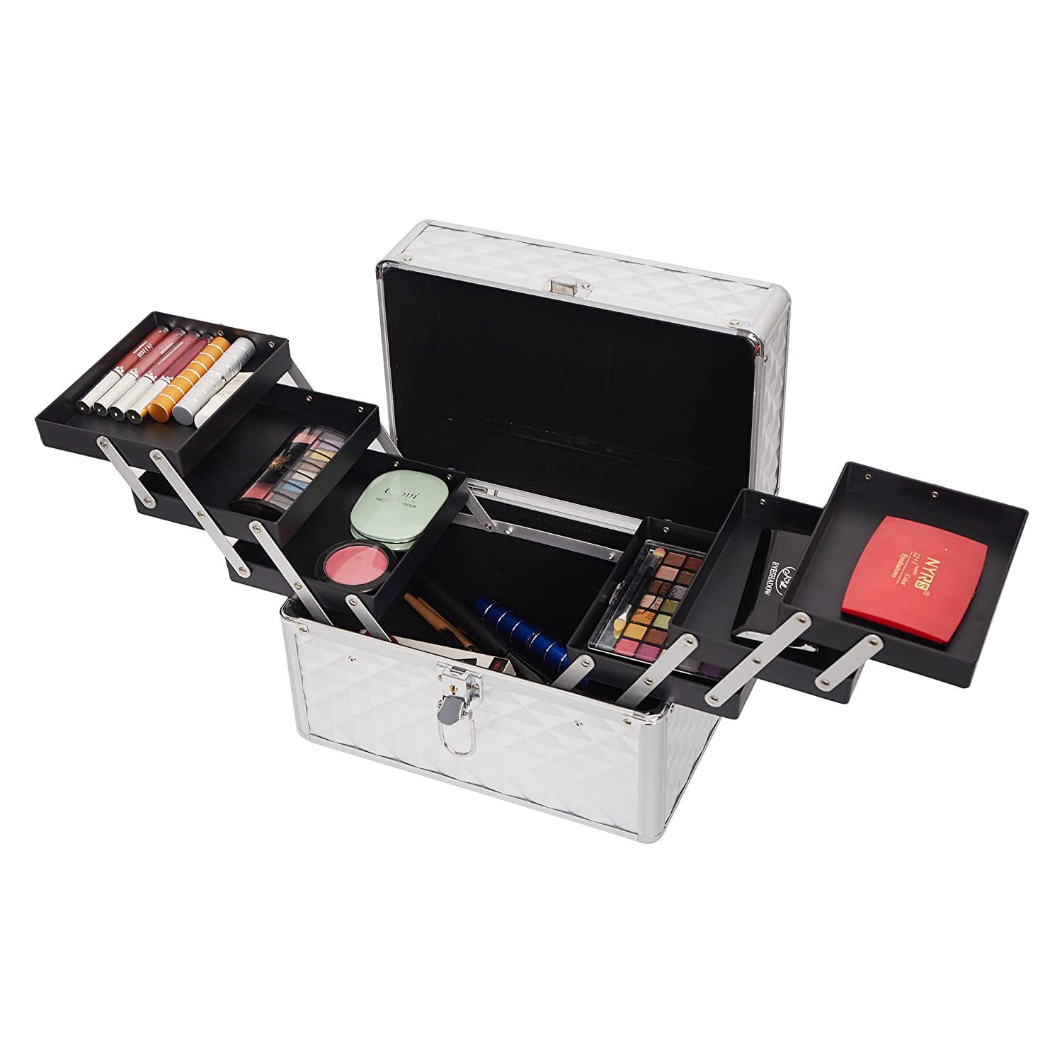 KARMAS PRODUCT Professional Makeup Train Case with 6 Sliding Trays
