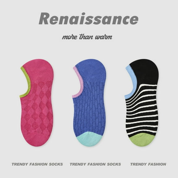Breathable Summer No-Show Socks for Women - Embroidery Design & Non-Slip Stay-Up Crew Socks