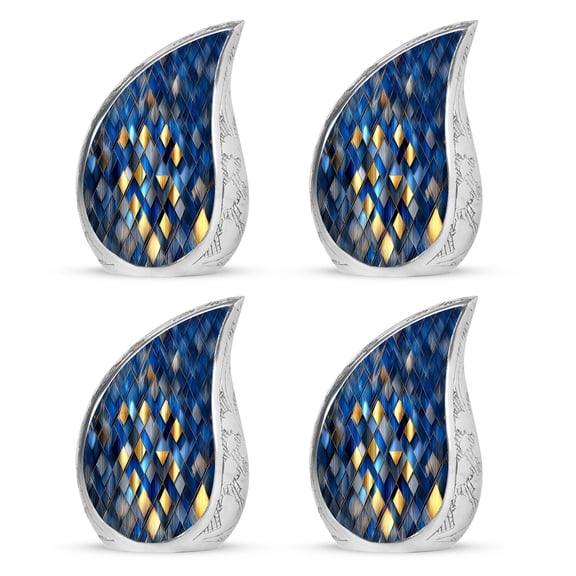 SABURIAL Blue Urn - Mini Urn for Ashes - 3 Inch - Pack of 4 - Cremation Burial Urns - Memorial Urns for Mom & Dad - Funeral Ashes for Male & Female