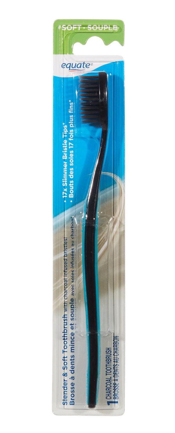 Brosse à dents mince et souple avec soies infusées au charbon 1 ct