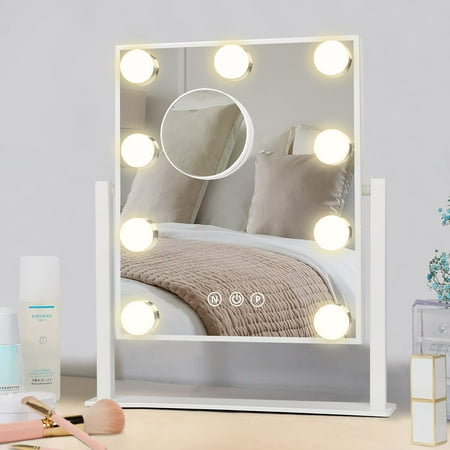 Hollywood Lighted Vanity Mirror With, Vanity Mirrors With Lights And Desk