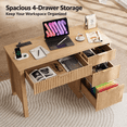 thumbnail image 2 of Vabches 47" Fluted Executive Desk with Power Outlet & File Drawer, Home Office Computer Desk with USB Charging Station, 2 of 7