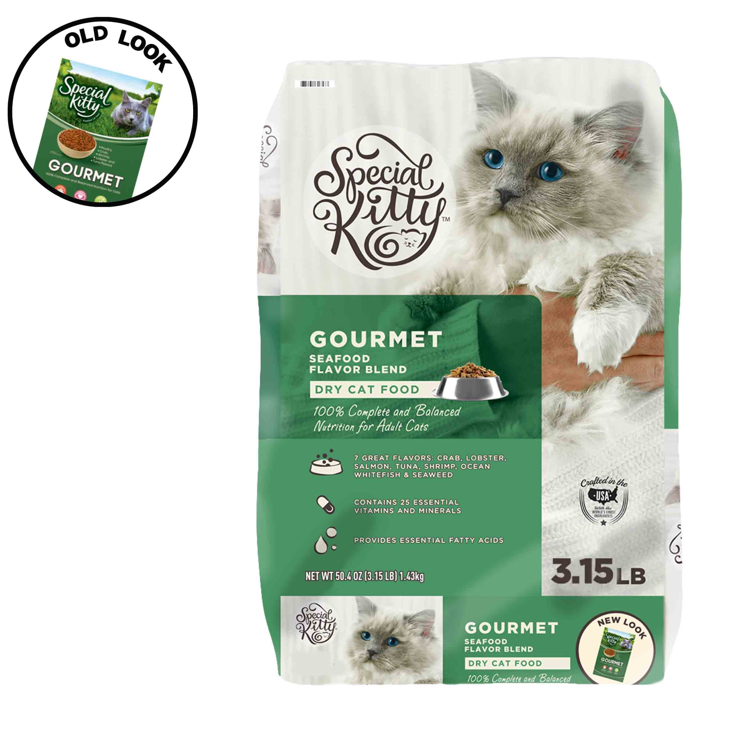 Special Kitty Gourmet Formula Dry Cat Food, Seafood Flavor Blend, 3.15