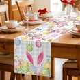 thumbnail image 5 of Happy Easter Table Runner 72 Inches, Spring Watercolor Bunny Eggs Flower Grey Plaid Bed Runner Dresser Scarves Tabletop for Indoor Outdoor Parties/Ceremony/Banquet, 18" x 72", 5 of 8
