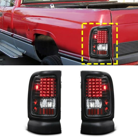 Fit for 94-02 RAM 1500 2500 3500 Rear Tail Light Housing Assemblies (2 Pcs, without Bulbs)