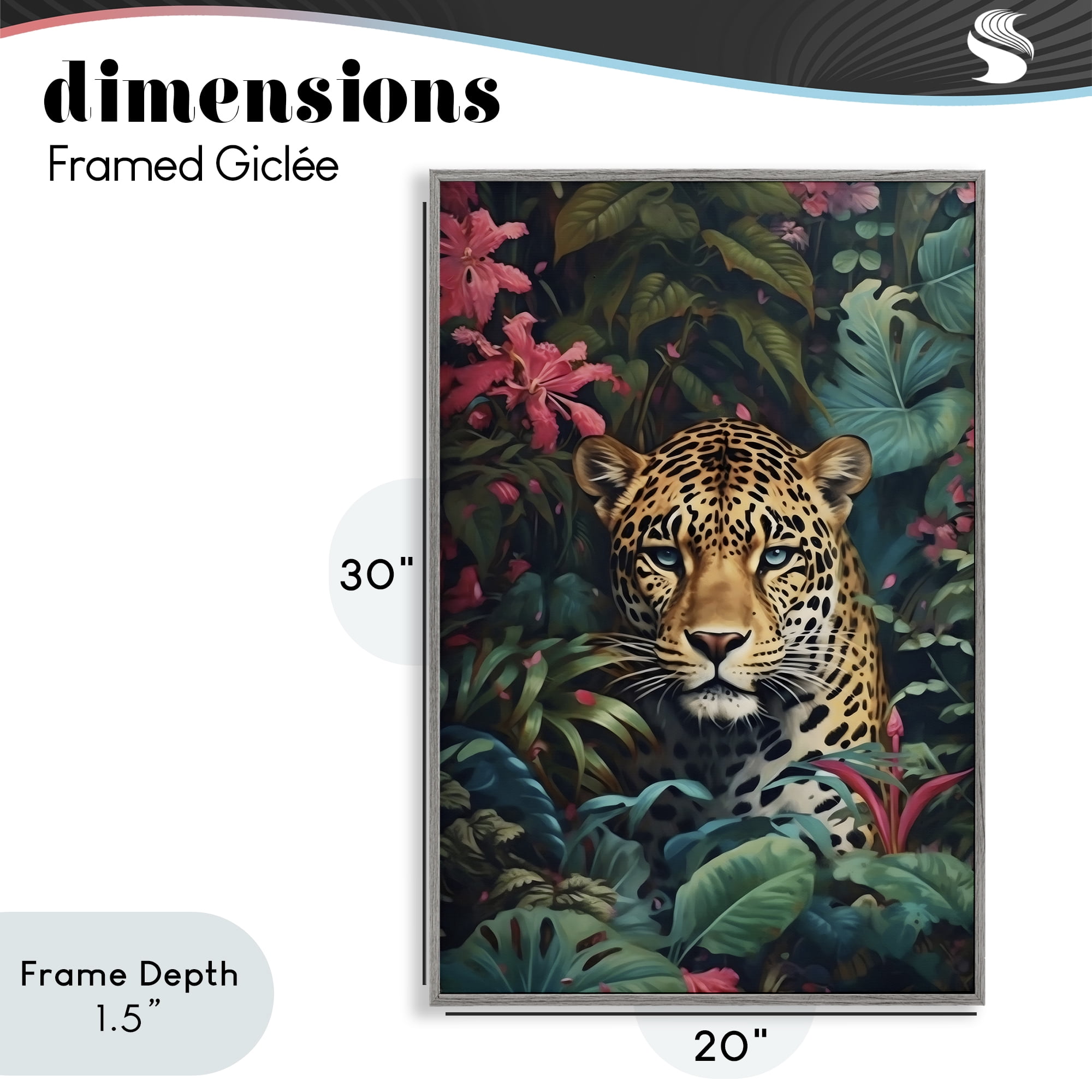 Stupell Industries Jaguar with Silent Emerald Gaze Gray Framed Giclee Art, design by Creative Studio
