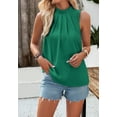 thumbnail image 4 of Pleated High Neck Blouse, Green, Small, 4 of 5
