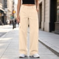 thumbnail image 5 of AherBiu Cargo Pants for Women Button Mid Rise Straight Leg Streetwear Juniors Cargos Loose Fitted Hiking Pants with Pockets(XX-Large,Beige), 5 of 7