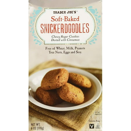 Trader Joes Soft-baked Snickerdoodles Chewy Sugar Cookies Dusted with Cinnamon Free of the 8 Common Allergens Vegan Option No Gluten Ingredients