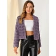 thumbnail image 4 of Abrigo mullido de piel sintétisin cuello chaquerecortacálide invierno pamujer Morado claro M, 4 of 6