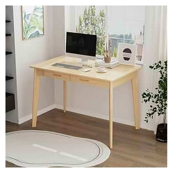 39” Office Desk, Rectangular Computer Desk with 2 Drawers, Writing Table for Reading Crafting, Home Office Study Room, Oak, 39.4”W x 21.7”D x 29.5”H