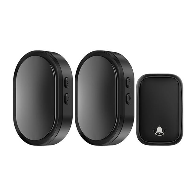 Matsuzay Timbre de puerta inalámbrico de 3 uds, timbre de música con volumen, alarma para el hogar al aire libre, equipo de alertas transmisor Decoración del hogar Negro