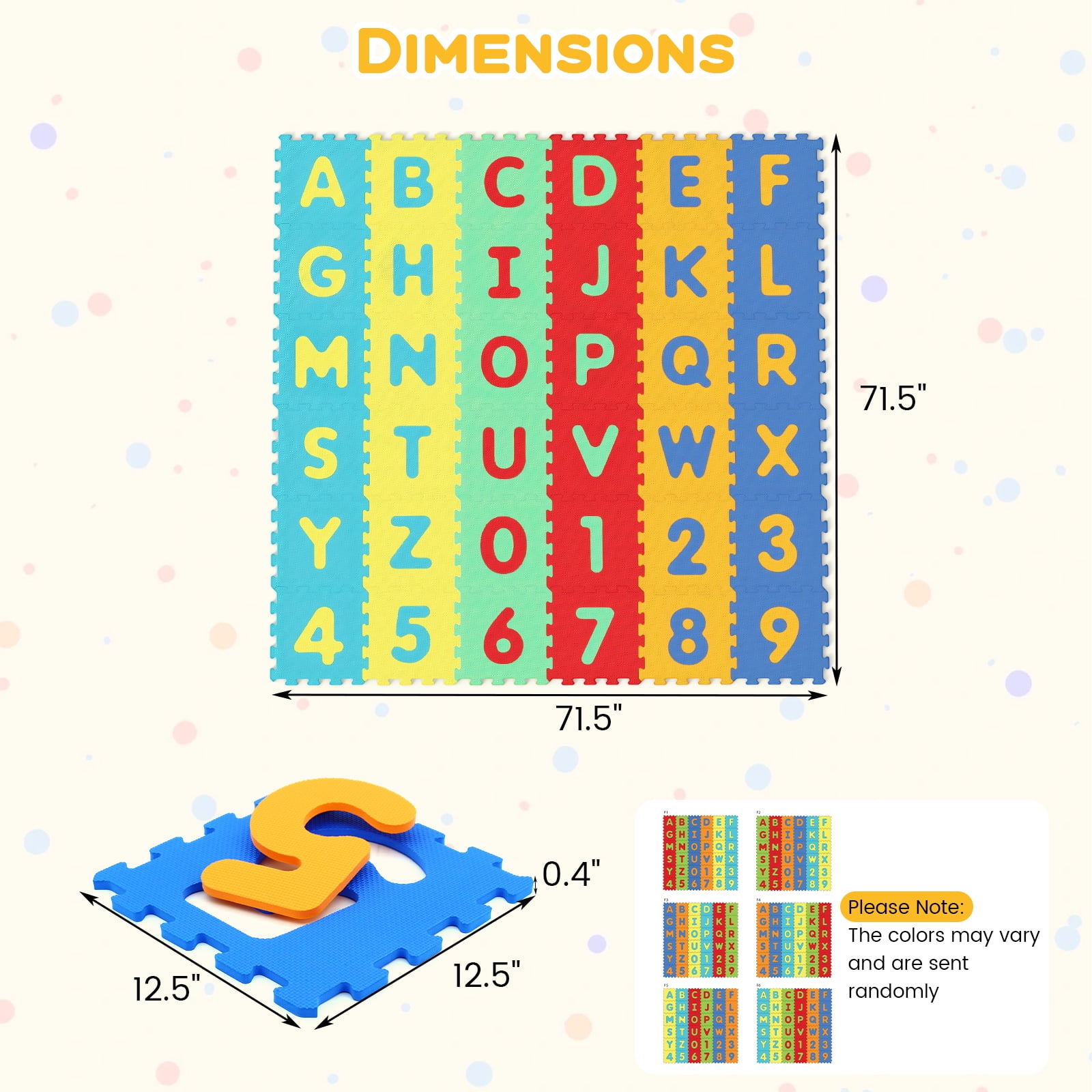 Gymax 36-Piece Kids Puzzle Play Mat w/ Alphabet & Numbers 36 Sq FT Total Coverage