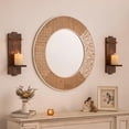 thumbnail image 4 of Sziqiqi Set of 2 Brown Wooden Wall Candle Sconces - Gothic Distressed Candle Holders Shelf for Pillar Candles & Tealights, French Country Wall Decor (15.75x5.1in), 4 of 8